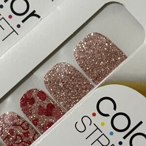 New Color Street “It’s a Key-per” Rose Gold & Red Heart Design Nail Strips